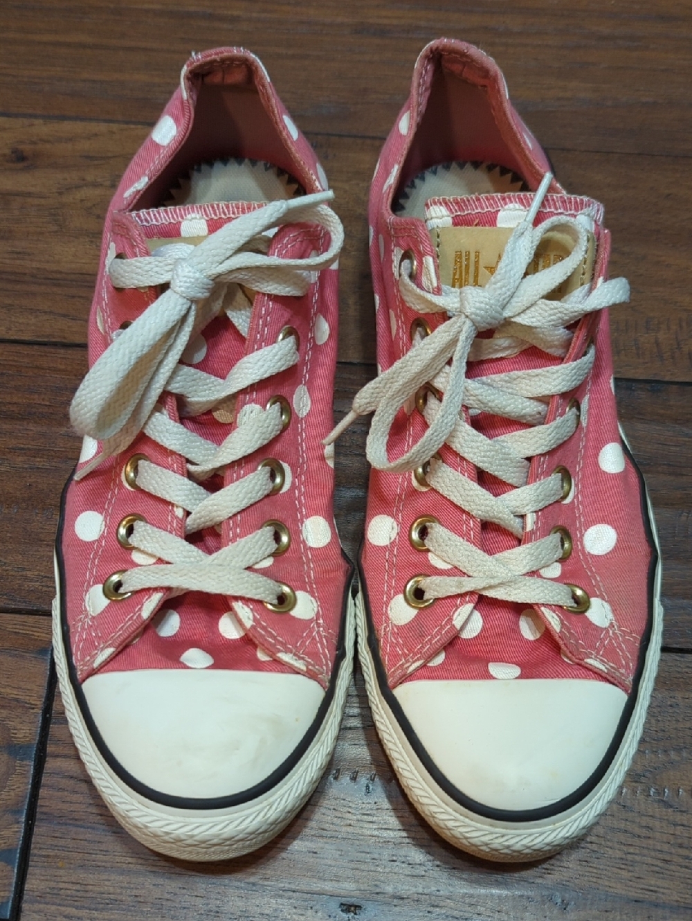 Converse Pink Polka Dot Low-Top Canvas Sneakers Size 8 womens